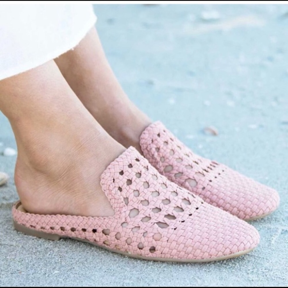 Born Cameo woven slide slip on mule-blush pink